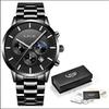 Reloj LIGE de moda informal para hombre, resistente al agua, de cuarzo, con diseño lunar, deportivo y de negocios.