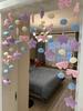 Cortina de puerta para dormitorio en casa, cortina colgante popular con corazón de niña para puerta de habitación infantil, decoración de pared de aspecto elegante, sin perforaciones