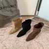Botines de punta estilo europeo y americano para mujer, nueva colección otoño 2022, con tacón oculto para mayor altura, botines de moda