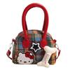 2026 Nova Bolsa Xadrez para Mulheres, Bolsa de Mão Fashion Gatinho Fofo, Transversal de Ombro Único, Porta-Moedas