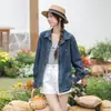 Toma real en stock: Diseño bordado Primavera/Verano 2025, corte holgado, versátil, se puede usar como prenda exterior, camisa de mezclilla suave y amigable con la piel para mujer