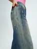 Jeans de algodón puro color gris humo azul vintage lavados, pantalón largo para mujer, nueva colección otoño 2026, de talle alto, adelgazante, de pierna recta, de pierna ancha