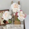 Buquê de peônias artificiais com peônias hibisco de três cabeças para decoração de sala de estar, arranjos florais internos e externos, vaso de decoração de casa de alta qualidade