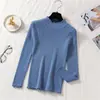Suéter de Punto para Mujer con Cuello Medio Alto Otoño e Invierno Nuevo Estilo Versión Coreana Prenda Base Adelgazante Manga Larga Suéter Corto Interior