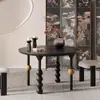 Mesa Redonda de Comedor y Sillas Retro Francesas de Madera Maciza Mesa Redonda de Diseñador Creativo Estilo Antiguo Mesa de Comedor de Troncos para Apartamento Pequeño en Casa
