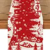 Caminho de Mesa de Natal Festa na Cozinha Mesa de Jantar Guirlanda de Árvore de Natal Boneco de Neve Sinos Rena Papai Noel Decoração de Caminho de Mesa de Natal
