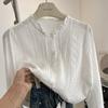 Camisa de Manga Larga con Volantes Estilo Francés para Mujer, Nuevo Modelo 2025, Diseño Blanco con Suave Empalme, Top de Otoño