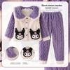 Novos Pijamas Infantis Outono e Inverno Coral Fleece Desenho Animado Estilo Japonês Kulomi Quente Flanela Roupa de Casa para Crianças Médias e Grandes