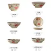 Conjunto de Louça Estilo Chinês Retrô com Pintura a Tinta Subesmaltada, Tigelas de Arroz Bonitas e Atraentes para Uma Pessoa, Tigelas de Sopa, Tigelas de Ramen