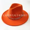 Sombrero de copa con cadena gruesa de Comercio Exterior Otoño e Invierno Estilo Británico Sombrero de Jazz de Lana para Hombres y Mujeres Moda Europea y Americana Sombrero de Fieltro para Actuación en Escenario