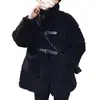 Abrigo de Lana de Cordero para Mujer, Nuevo Estilo de Invierno, Versión Coreana, Corte Holgado, Engrosado, de Longitud Media, con Piel Integrada, Abrigo de Moda