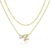 Amazon Diseño de Nicho Sentido Acero Inoxidable 26 Letras Incrustaciones de Diamante Amor Collar en Capas Letra Inicial Cadena Doble Clavícula
