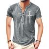 Comércio exterior transfronteiriço tamanho grande sem gola casual solto masculino Cross Digital impresso sem capuz camiseta de manga curta para jovens
