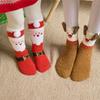 Calcetines de terciopelo de coral para mujer, sin pelusa, calcetines de Navidad bordados de alce, calcetines para el suelo, calcetines para dormir, calcetines gruesos y cálidos para padres e hijos
