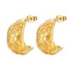 Aretes europeos y americanos de moda de malla a cuadros semicírculo de acero inoxidable para mujer estilo retro de alta calidad lujo ligero chapado en oro de 18 quilates joyería para la oreja