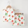 Traje de Chaleco para Niños Verano Delgado Algodón Puro Sin Hueso Ropa para el Hogar Niños y Niñas Chaleco sin Mangas para Bebé Pantalones Cortos Cubierta