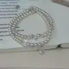 Pulsera de Perlas de Múltiples Capas Estilo Francés, Moderna y Delicada, Elegante Pulsera para Mujer, Versátil para el Uso Diario, Realza el Tono de Piel, Joyería de Estilo Lujo Ligero