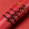 Pulseira de Cordão Vermelho Ajustável Estilo Casal de Cinábrio Amuleto da Paz Tecida à Mão para Homens e Mulheres, Joia Estilo Chinês