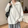 Camiseta de Manga Larga para Hombre de Marca Nueva y de Moda Otoño 2026 con Estampado de Trigo, Camisa Polo Pesada Estilo Americano con Cuello Campana