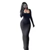 Nuevo Vestido de Mujer 2025 Europeo y Americano Transfronterizo Otoño e Invierno Ajustado Largo Bodycon Cola de Pez
