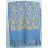 Bufanda Floral Bordada Pequeña de Anacardo con Hilo Dorado Chal de Imitación Cachemir Estilo Étnico Capa de Viaje Abrigo Cálido para Mujer 450g
