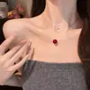 Collar de Cuentas Redondas Rojas Ankola Cadena para Clavícula Apilada para Mujer Nuevo 2025 Collar de Nicho de Alta Gama Accesorios Versátiles