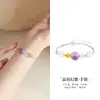Pulseira de Prata de Lei S925 com Contas de Transferência de Cristal Branco Natural, Ametista e Água-Marinha para Mulheres Nova Chinoiserie Joias Exclusivas de Nicho