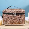 Bolsa de Cosméticos Personalizada Estampado de Leopardo Corazón Cuadrada Bolsa de Cosméticos Gran Capacidad Ocio al Aire Libre Viaje Bolsa de Almacenamiento Lavable Portátil
