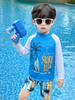 8572 Fato de Banho de Verão para Meninos Infantil Manga Longa Secagem Rápida Protetor Solar Fato de Banho Dividido Bebê Férias na Praia à Beira-Mar