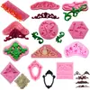 Molde para hornear pasteles, molde de silicona con relieve, molde largo de rosa para decoración de pasteles, molde de corona flotante para fondant