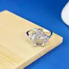 Anillo en Blanco de Plata de Ley s925 Forma de Huevo 6*8mm Hueco Acabado Cepillado Anillo Base diy Incrustación Cristal Joyería de Mano Accesorios