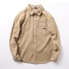 ¡Caqui pesado! Comercio Exterior Algodón de Contrapunto para Hombre Camisa Gruesa Lisa Versátil de Manga Larga Camisa Casual Chaqueta para Hombre