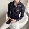 Nova camisa masculina de lapela, manga comprida, não passável, com estampa digital, casual, para emagrecimento, 2930