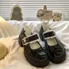 Mocassins Femininos 2026 Verão Novo Estilo Britânico Francês Solado Grosso Com Saias Salto Grosso Mary Janes Sapatos Pequenos de Couro