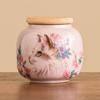 Bote para Té de Gato con Patrón de Horno Ru Hecho de Fábrica, Bote Sellado a Prueba de Humedad, Bote de Cerámica con Frente Abierto para Almacenamiento de Té
