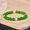 Pulsera de Cuentas Redondas de Zafiro de Taiwán de Xinjiang para Mujer, Pulsera de Jade Multi-Tesoro de Jaspe, Cuarcita Verde Espinaca, Venta Directa