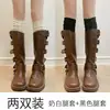 Meias Brancas de Cano Longo Femininas Meias Empilhadas Outono e Inverno com Botas Longas Conjunto para Pernas Meias Empilhadas para Panturrilha Botas de Cavaleiro Primavera e Verão