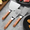 Espátula Multifuncional de Aço Inoxidável com Cabo de Madeira Estilo Japonês para Teppanyaki, Panqueca de Pegada Manual e Cozinha