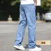 2026 Nuevos Jeans de Alta Gama para Hombre de Mediana Edad Elásticos Talla Grande Holgados Pierna Recta Pantalones de Verano Finos para Hombre