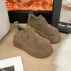 Sapatos de Algodão Versáteis Novo Estilo Aumento de Altura Forrados com Pelo Mais Vendidos 2026 Sapatos de Algodão Sola Grossa Plataforma Birkenstock Mocassins Quentes Femininos