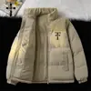 Ropa de Algodón Cálida a Prueba de Viento de Venta Caliente Transfronteriza para Hombre Otoño e Invierno Nueva Ropa de Algodón con Corduroy y Combinación de Colores Cuello Alto Ropa para Pareja