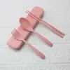 Conjunto de Talheres de Palha de Trigo de Três Peças Colher Garfo Hashis Estudante Conjunto de Talheres Portátil Presente Pode Imprimir Logotipo