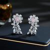 Moda Lujo Ligero Flor Margarita Clip para Oreja Pendientes Integrados Circonita Microincrustada Nicho Elegante Versátil Pendientes Sencillos