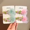 Pinza para el pelo de flor de malla estilo hada para niños, flor dulce para la cabeza, clip para flequillo estilo pastoral, pinza lateral para el pelo de niña, accesorio para el pelo