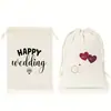 Bolsa de Cordão em Lona com Tema de Casamento Internacional Happy Wedding/Padrão Sr&Sra Bolsa de Cordão