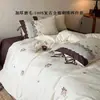 Juego de cuatro piezas Retro 100% algodón cepillado con bordado, ropa de cama cálida de algodón puro engrosado para otoño/invierno, incluyendo una sábana plana y una sábana ajustable