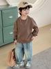 Sudadera de Algodón para Niños, Nuevo Estilo Primavera y Otoño, Top Holgado de Cuello Redondo para Niños, Camisa Básica Holgada Estilosa de Otoño para Niños