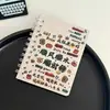 Caderno espiral de desenho animado fofo, caderno de bolso portátil de alta estética, pequeno caderno A7 com virada lateral, bloco de notas de mensagem criativo para estudantes