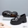 Mocassins com Solas Grossas para Mulheres Baixas 2025 Nova Coleção Primavera Estilo Britânico Sapatos Pequenos de Couro com Saltos Bloco Mocassins