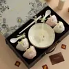 Caja de Regalo para Casa Nueva, Regalo de Boda para Recién Casados, Set de Cerámica de Alta Gama Práctico para Tazón y Plato, Set de Vajilla de Cerámica Souvenir